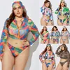 Pièce Bikini ensemble femmes maillots de bain à manches longues vêtements de plage imprimé maillot de bain maillot de bain vêtements de plage grande taille 5XL 8 couleurs femmes