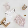 Beautiful Baby Girl Clothes Sets For Summer Plaid White Tshirt and Bloomers Lovely Beautifuil Outfits 210429