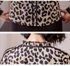 Mode Kleidung 2021 Chiffon Bluse Leopard Shirts Damen Tops Frauen Lange Hülse Plus Größe Bogen Stehen frauen Blusen
