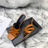 Met doos van topkwaliteit dame slippers stiletto hakken sandalen eerbetoon patent lederen muildieren mode hoge hak heter vrouwen luxe designer schoenen fabrieksschoenen schoenen