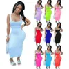 Summer Casual Dresses One Piece Scoop Neck Womens Solid Color Stitching Vest Long Maxi Dress Nightclub Wear Bodysuit Cause Skirt