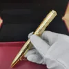 Giftpen lyxpennor med låda konkava gitter kulpunkter pennhållare guld 7 kant formpenna mössa pennklipp dekorerad och safir franska241l