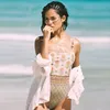 Крышка на пляже UP HOBE Plage Sarong Bikini Купальники Купальники Женщины Носить Купальник Pareo Туника # Q699 210420