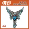 Spilla vintage a forma di aquila blu con strass volante gufo moda uomo Fantasy Legend spilla decorativa