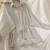 Neploe Turn Down Collier à manches longues à manches longues Blouse Wome Work Style Ol Simple Solid Blusas Spring Shirt Femme 210510