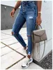 Europeisk och amerikansk stil damer casual mode jeans hög midja bekväm stretch tvätt kvinnor denim fötter byxor ws29 211129