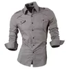 Jeansyjska Wiosna Jesień Koszulki Mężczyźni Casual Jeans Koszula Przyjazd Długi Rękaw Slim Fit Male 8001 210721