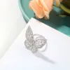 Nowa Super Bajka Cyrkon Butterfly Otwarte Index Palcowe Pierścień Moda Temperament Słodkie Dzikie Kocha Pierścionki Kobiet Biżuteria