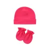 Baby anti-krabben katoen handschoenen baby hoed set pasgeboren gezicht bescherming kras wanten ademend katoen warme cap baby bonnet 2498 Q2