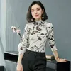 Flocking Print T Shirt Kobiety Sexy Mesh Koronki Rozciągliwy Długi Rękaw Turtleneck Koszula Topy Dzianiny Jesień Camisas Mujer T89602 210421