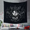 Pentagramme drapeau de Satan Tarot Black Cat Tapestry Hanging Hand Hippie Moon Wolf Witchcraft décor Tapisches Wall Couverture 9406957