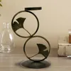 Candle Holders Retro Round Ring Candlestick Wedding Banquet Decoration Leaf Pattern Home Decorations Supplies Indoor Ornaments