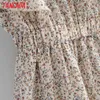 Summer Women French Style Floral Ruffles Sleeveless Ladies Vintage Dress Vestidos 1F127 210416