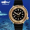 Heimdallr Brązowy Tuna Automatyczne zegarek mechaniczny NH35A Sapphire Crystal Diver Watches 200m C3 Super Luminous Gold Wristwatch Wrist265a