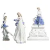 VILEAD Ceramic Ballet Girl Statue Figurines Fairy Garden Skirt Modern Beauty Sculpture Wedding Decoration Interior Home Decor 211118