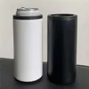 12oz Sublimation Skinny Cans Cooler Stainless Steel Tumbler Insulator double wall vacuum Beer Holder for standard 330ml regular cola can keep it cold AAA