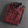 Autumn Winter Europe America Simple Fashion Plaid Youth Long-Sleeve Blue Washed Oxford Cloth Business Fashion Men's Shirt 220224