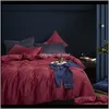 Satser Tillbehör Textil Hem Trädgård Drop Leverans 2021 60s Egyptisk Solid Färg Sängkläder Silkeslen Mjukt Pure Bomull Duvet Er Set Bed Sheet Pillow