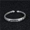 Real S990 Pure Silver Vintage Thai Craft Bracelet Six-word Mantra Female Models Opening Pisces Lotus Bangle Inte22