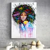 現代グラフィティアートキャンバス絵画抽象アフリカ少女ポスターとプリントキャンバス黒人女性 Cuadros 壁写真家の装飾