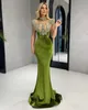 ASO EBI 2022 ARABIC Plus Green Luksusowe luksusowe sukienki na balsame Kryształowe Kryształy wieczorne przyjęcie Drugi odbiór urodzinowe suknie zaręczynowe sukienka ZJ436