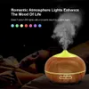 400ML Electric Air Humidifier Essential Aroma Oil Diffuser Wood Grain Remote Control Ultrasonic Xiomi LED Light 210724