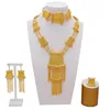 Boucles d'oreilles Collier De Luxe 24K Dubai Bijoux Or Couleur Arabe Éthiopien Africain Cadeaux De Mariage Bracelet De Mariée Bague Bijoux Set294p