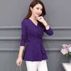 Moda Kadın Bluzlar Artı Boyutu 3XL 4XL 5XL Kadın Gömlek Uzun Kollu Seksi V Yaka Tops Bluz Gömlek Blusas 1541 45 210506