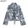 Zevity Women Vintage Hand Painted Picture Printing Casual Shirt Female Hem Bowknot Kimono blus Roupas Chic Chemise Tops LS9067 210603