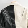 Women039s Leather Faux FTLZZ Spring Autumn Women Short Jacket Black White Splicing Moto Bike PU Coat Slim Zipper Design Locom6697512