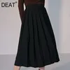 summer fashion women clothes high waist pleasted A-line bottoms halfbody skirt office lady WP66701, 210421