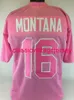 Men Women Youth Joe Montana Custom Sewn Pink Football Jersey XS-5XL 6XL