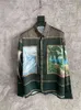 Касабланка новый гавайский принт пейзаж выставочный стиль атласная свободная шелковая рубашка с длинным рукавом мужская
