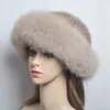 Berretto da donna in vera pelliccia di visone lavorato a maglia naturale genuino da donna lavorato a mano in maglia moda inverno copricapo caldi berretti di volpe