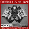 Kropps kit för Honda Bodywork CBR600F3 600CC Grå vit 600FS 64NO.194 CBR 600 600F3 95-98 CBR600 F3 FS CC 97 98 95 96 CBR600FS CBR600-F3 1997 1998 1995 1996 Fairing + Tank