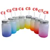 15OZ SULLIMATION GRADIENT FROSTED MASON Tumbler mit Deckel Stroh Gerade Wasserflaschen DIY Wärmeübertragung Wein Tumblers Bierbecher