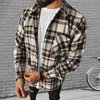 Män hajuku färgblock plaid skjorta 2021 mens streetwear tjocka skjortor långärmad manlig vintage koreanska mode kläder dropship män casua