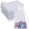 100 stks / partij sieraden trekkoord organza tas herbruikbare zakjes bruiloft gunst geschenk tassen voor kerst baby shower pakket