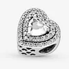 Authentique 925 Bracelets de perles en argent Sparkling Leveled Hearts Charm Slide Bead Charms Convient aux bracelets de bijoux de style européen Murano1229416