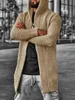 Tröja Cardigan Men Mid Length Hooded Cardigans Spring Autumn Mens Kläder Lätt stickad jacka plus storlek Sweaters Knitwear 220108