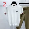 T-shirt tricoté en soie de glace rayée à manches mi-longues d'été motif de cerf section mince maigre pour hommes 210420