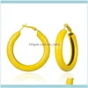 Jewelryarrive Candy Color Hoop Earrings For Women Metal Geometric Round Tube Earring Female Fashion Jewelry Hollow Earings & Hie Drop Delive