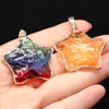 Gold Bezel Titanium Coated Raw Quartz Natural Gemstones Star Pendant 30Pcs Wholesale Colorful Rough Crystals and Healing Stones Chakra Charms for Jewelry Making