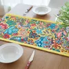 DUNXDECO Table Runner Cotton Tablecloth Chinese National Flora Print Holiday Party Desk Decoration Ground Fabric 210709