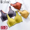 3 pçs sutiã de látex mulheres sutiã roupa interior push up sutiãs sem costura bralette para feminino plus size sutiã tanque colheita tops reúne acolchoado 211217