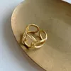 Silvology 925 plata esterlina tejido cadena ancha 18 K oro calado alta calidad minimalista anillos para mujeres joyería elegante