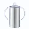 DIY 12オンスのストレート昇華タンブラーシッピーカップのふたとハンドルステンレス鋼マグカップと平らなおしゃぶりのふたベビーミルクボトルgyq