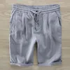 Ny sommar linne strand shorts män märke casual board kort mens ren lin lös shorts manlig 38 storlek bermuda masculina x0316