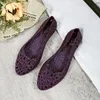 Summer Style Hollow Out Plastic Sandals Women's Flat Water Leakage Porous Shoes Jelly Dance