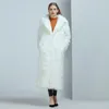 Kadın Kürk Faux Kabarık Kürklü Ceket Hood ile Kış Kadınlar Elegent Uzun Peluş Kadın Lüks Sıcak Ceket Turn-down Yaka Dış Giyim